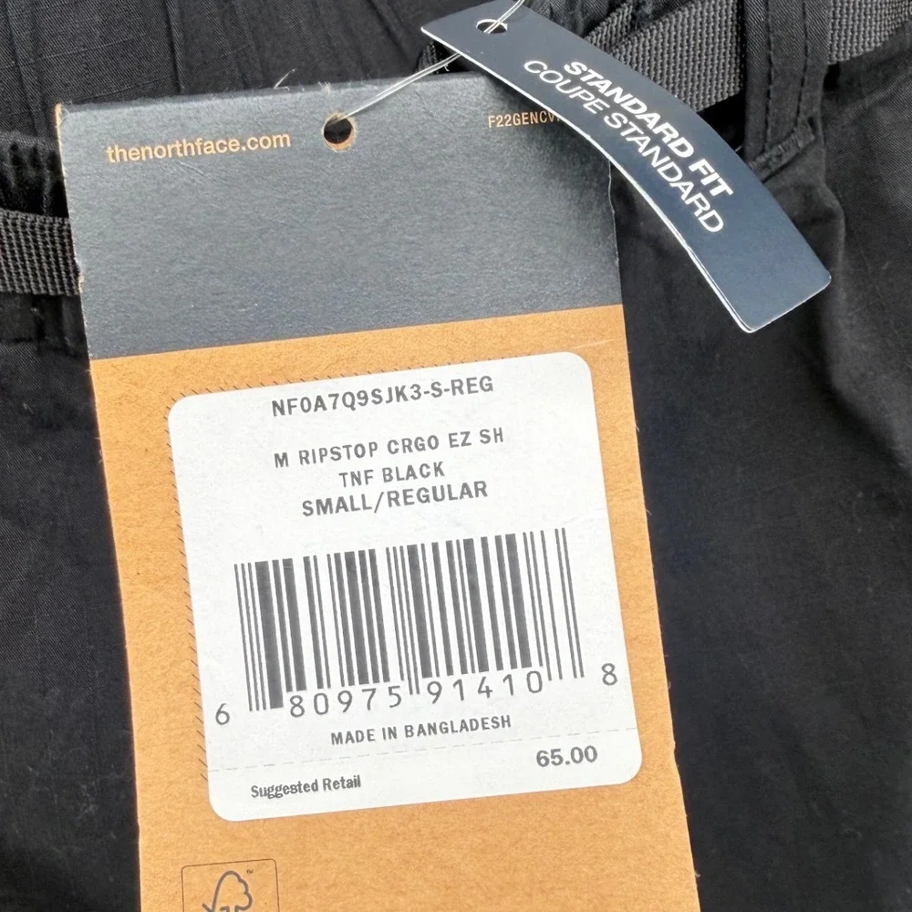 The North Face Mens Ripstop Cargo EZ Shorts Standard Black Small Reg‎ 0686 NWT